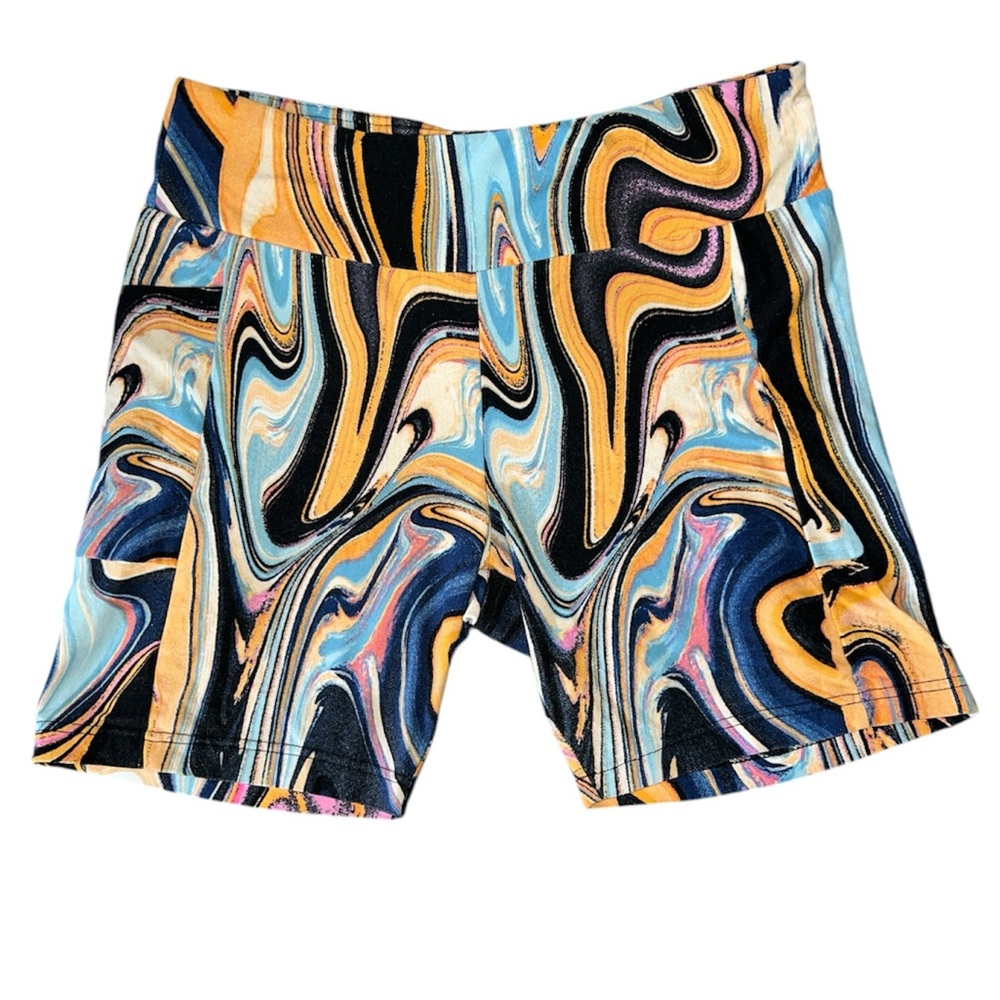 No Boundaries Trippy Pattern Bike Shorts w/ pockets